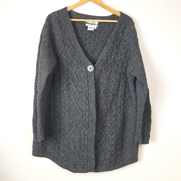 Aran Crafts Irish Merino Wool Cable Knit Cardigan Sweater...